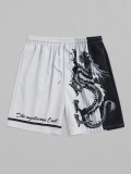 Chinese Style Dragon Pattern Board Shorts – Black L