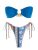 ZAFUL Tie Side Metal Hardware Ethnic Style Printed Bandeau Bikini Swimwear – Blue M